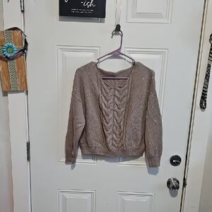 Express Taupe Cable Knit Sweater